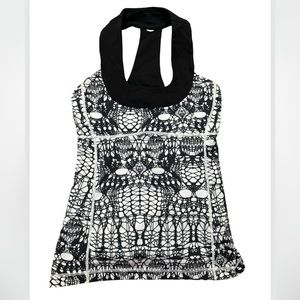 Lululemon Scoop Neck Tank Top LUON - White Black Glacier Lace Women’s Size 4